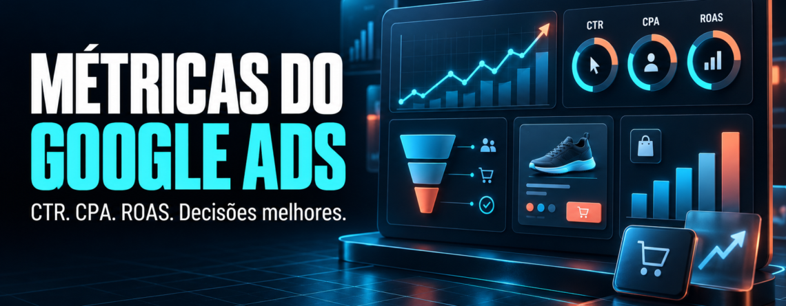 Painel de métricas do Google Ads para campanhas de e-commerce